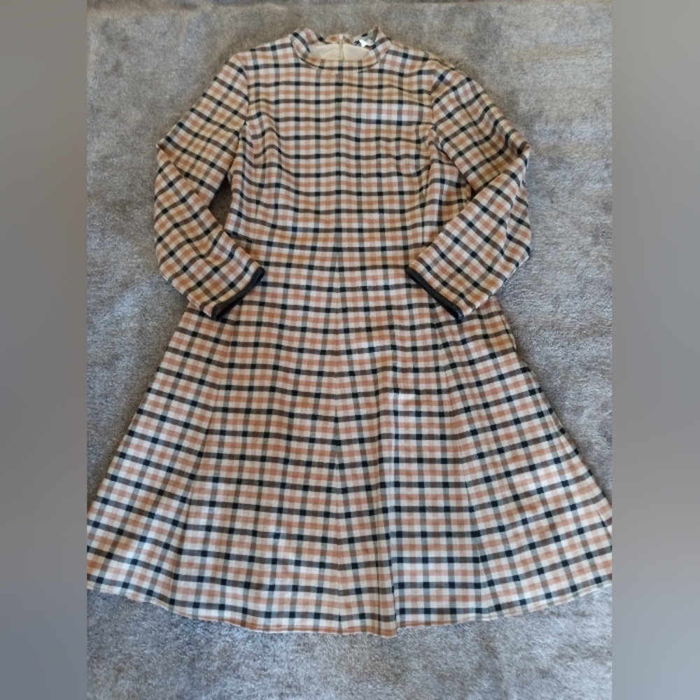 Marella mock neck plaid fit and flare dress